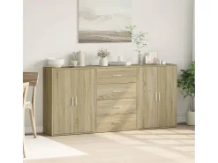 Aparadores 3 uds madera de ingeniería roble Sonoma 60x31x84 cm