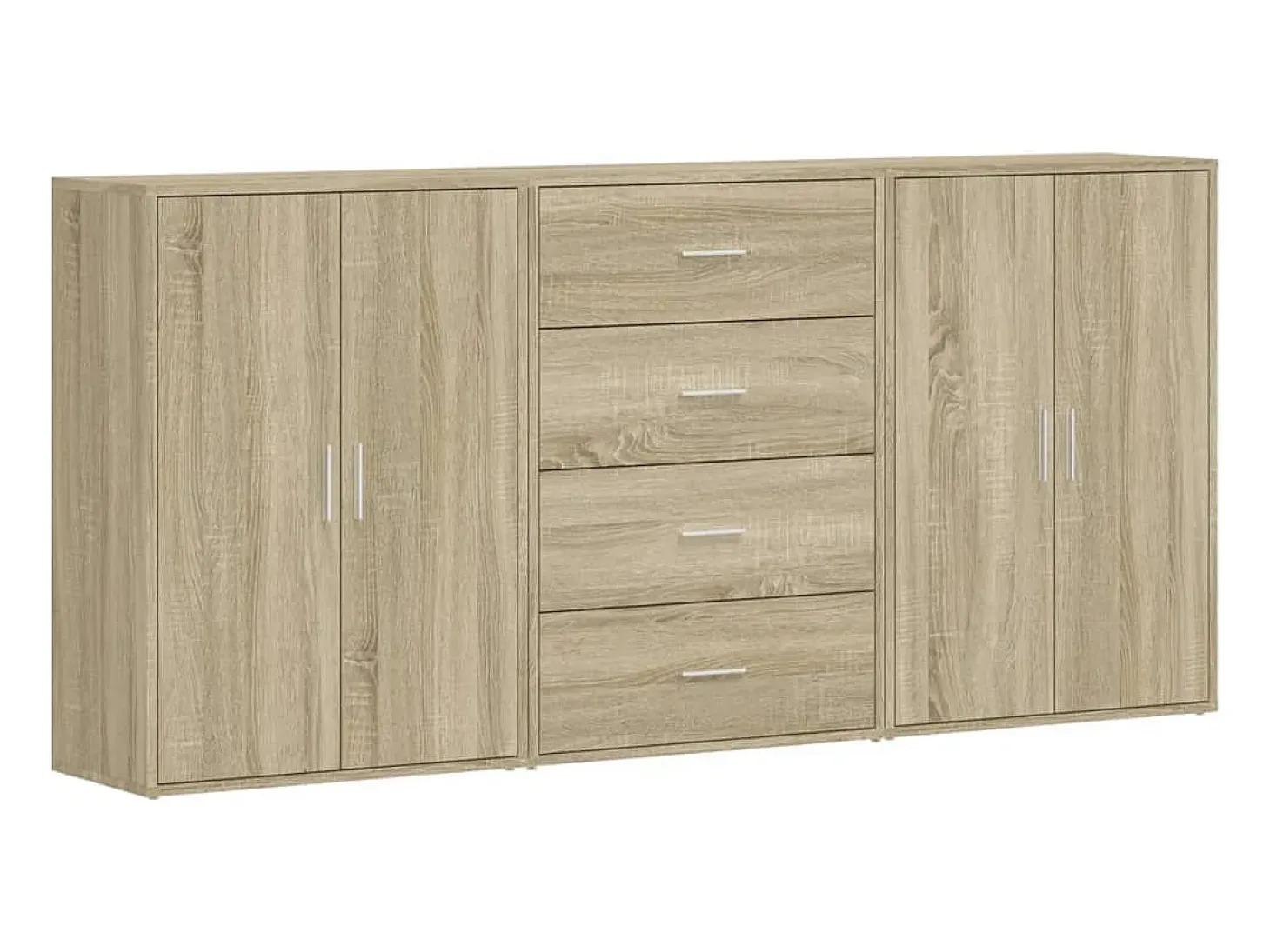 Aparadores 3 uds madera de ingeniería roble Sonoma 60x31x84 cm