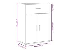 Aparadores 2 uds madera de ingeniería gris hormigón 60x30x84 cm