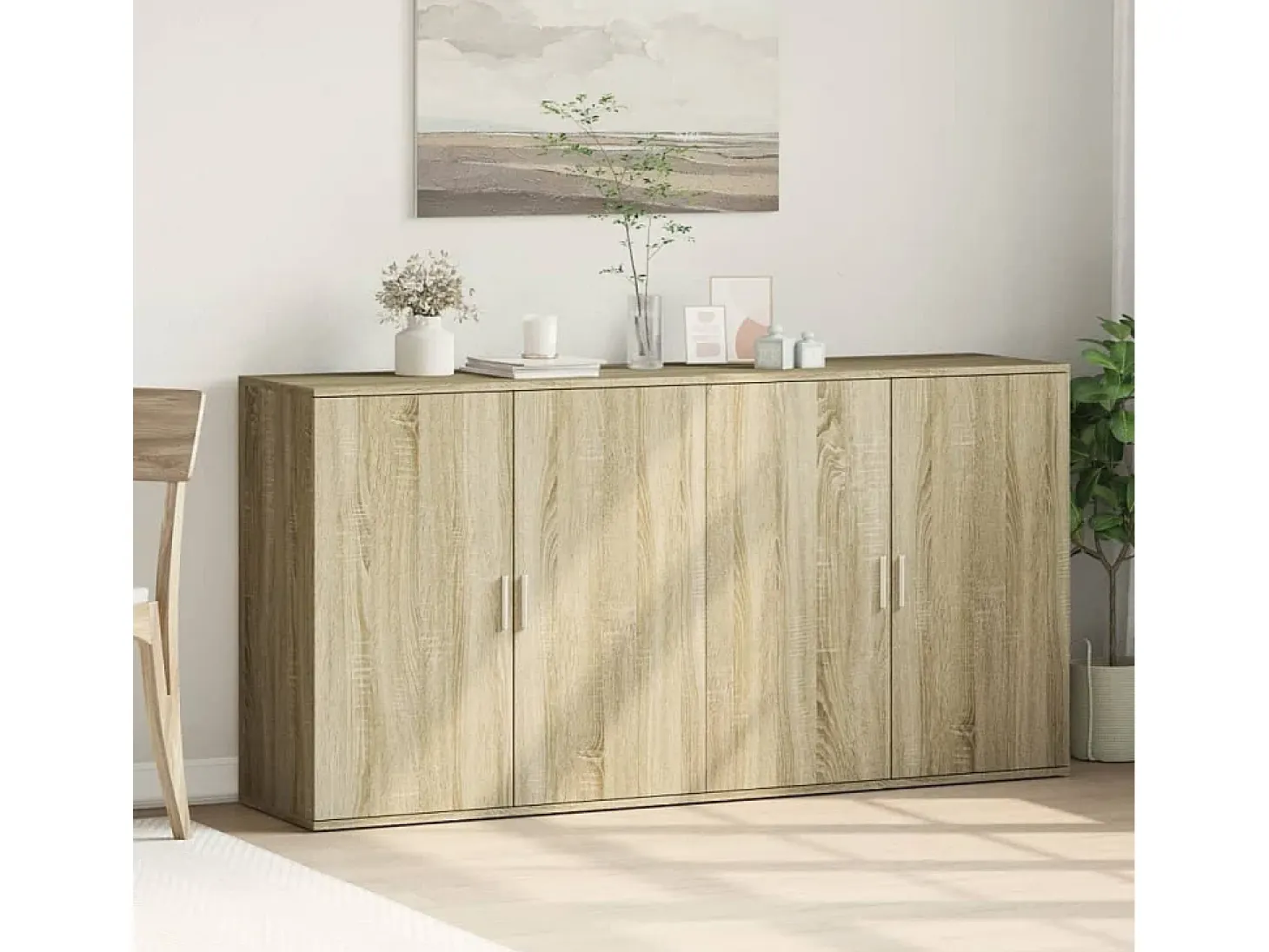 Aparadores 2 uds madera de ingeniería roble Sonoma 79x38x80 cm