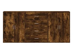 Aparadores 3 uds madera de ingeniería roble ahumado 60x31x84 cm ES592842