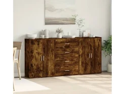 Aparadores 3 uds madera de ingeniería roble ahumado 60x31x84 cm ES592842