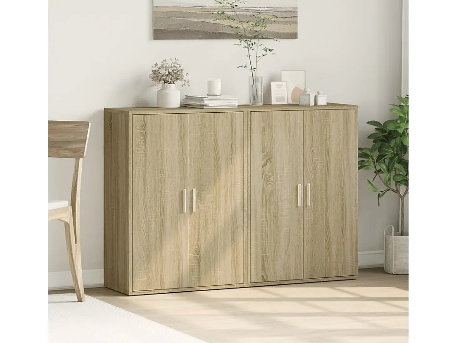 Aparadores 2 uds madera de ingeniería roble Sonoma 60x31x84 cm ES552404