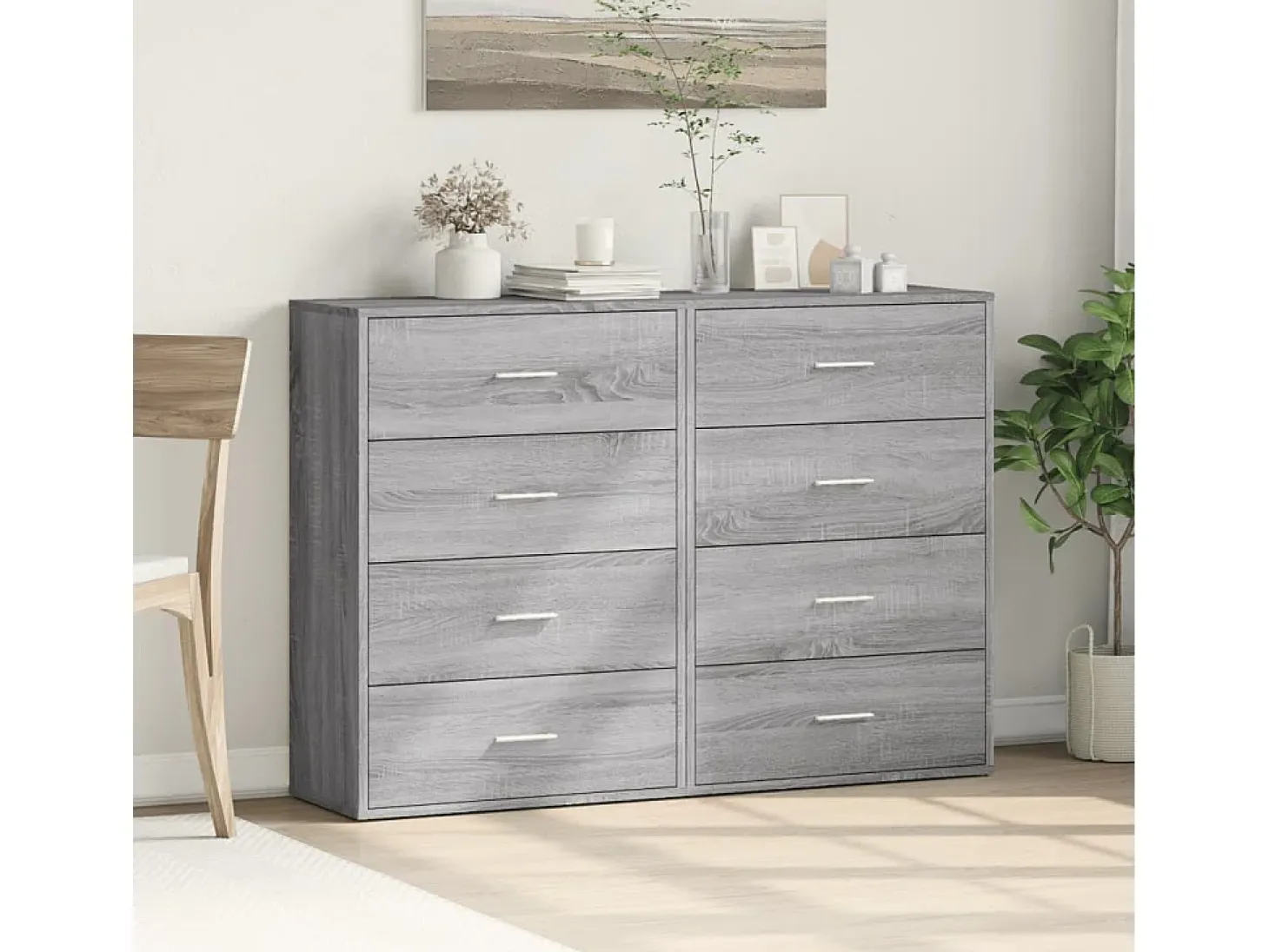 Aparadores 2 uds madera de ingeniería gris Sonoma 60x31x84 cm