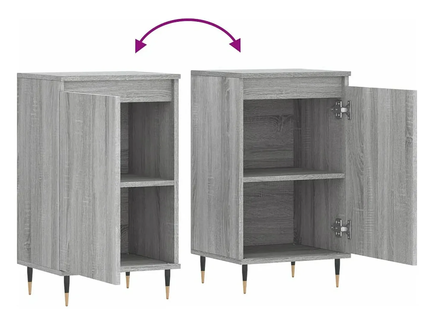 Aparadores 2 uds madera de ingeniería gris Sonoma 40x35x70 cm