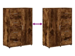 Aparadores 2 uds madera de ingeniería roble ahumado 60x31x84 cm