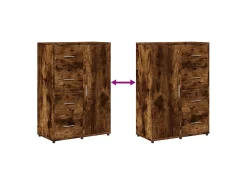 Aparadores 2 uds madera de ingeniería roble ahumado 60x31x84 cm