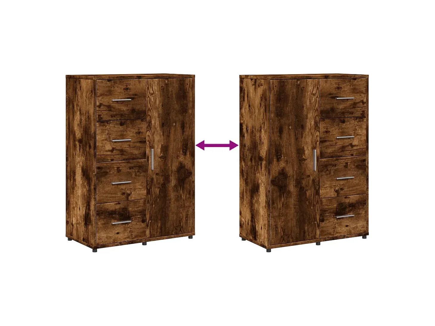 Aparadores 2 uds madera de ingeniería roble ahumado 60x31x84 cm