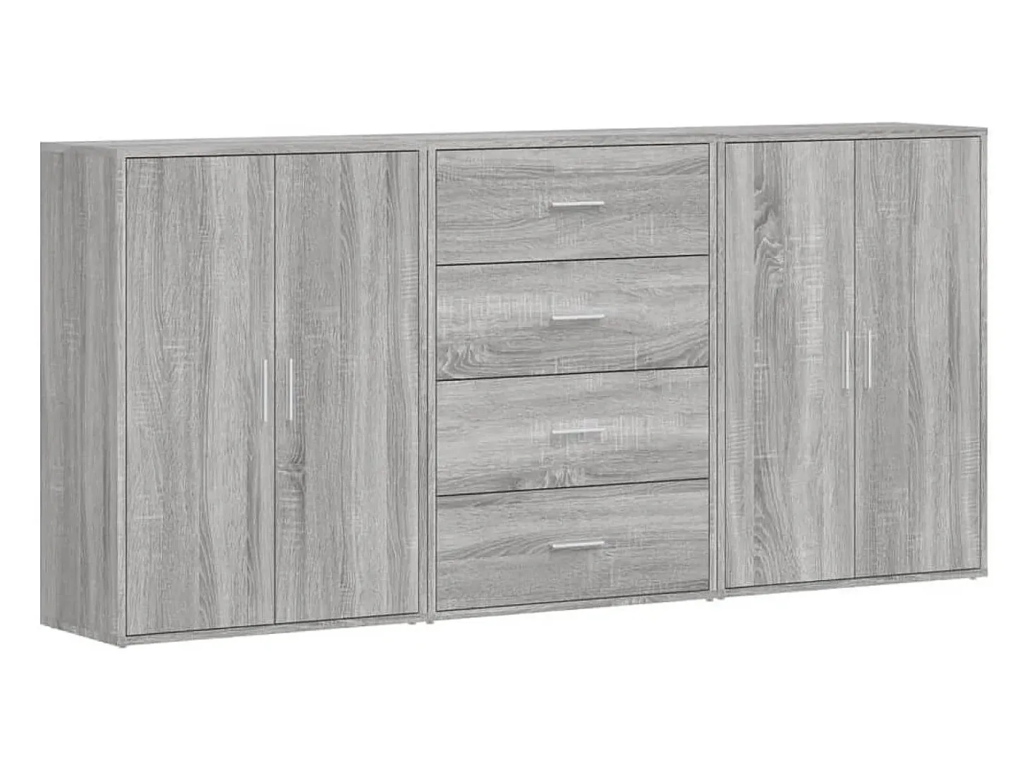 Aparadores 3 uds madera de ingeniería gris Sonoma 60x31x84 cm ES900598