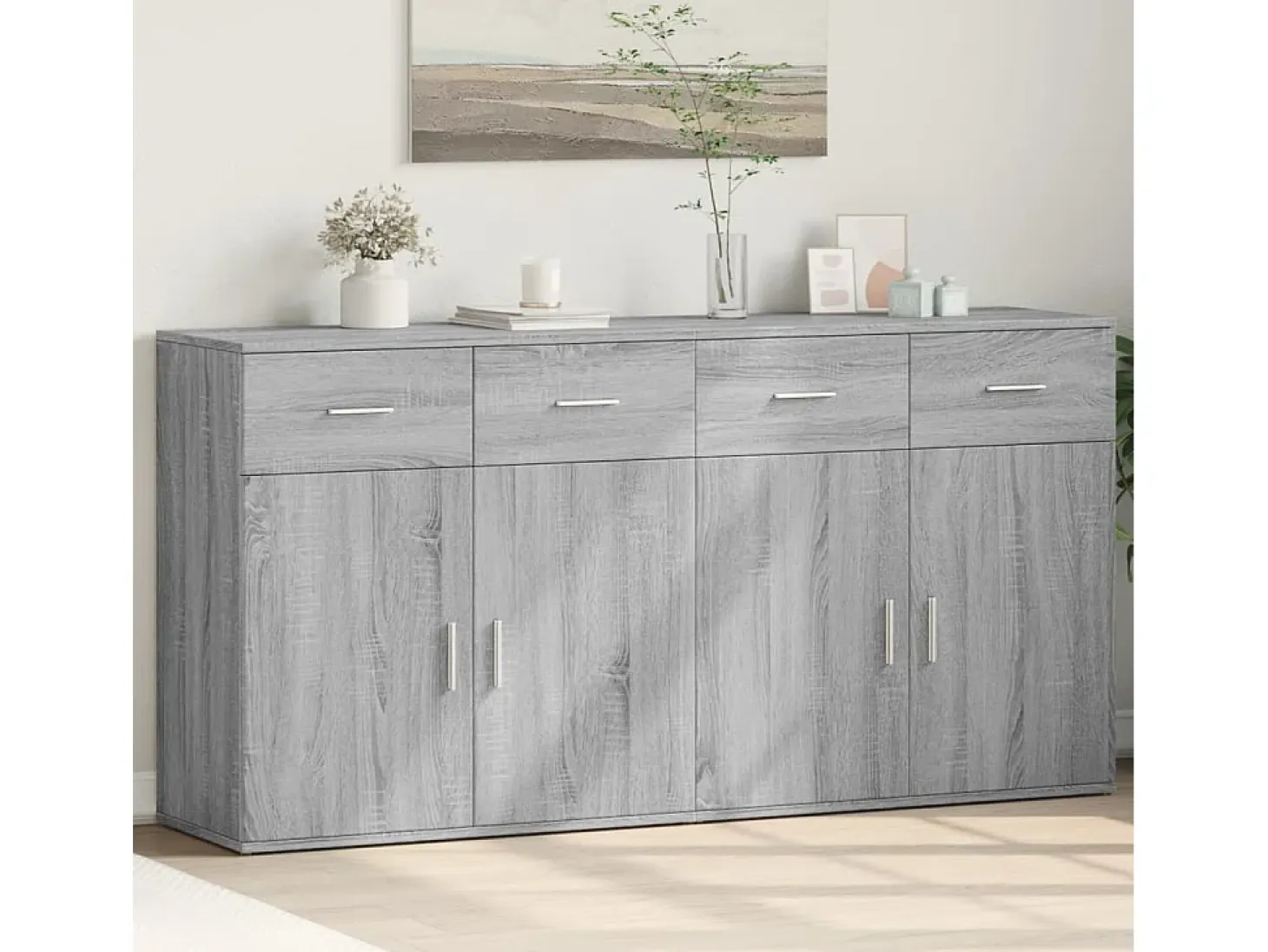 Aparadores 2 uds madera de ingeniería gris Sonoma 79x38x80 cm
