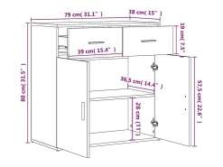Aparadores 2 uds madera de ingeniería gris Sonoma 79x38x80 cm