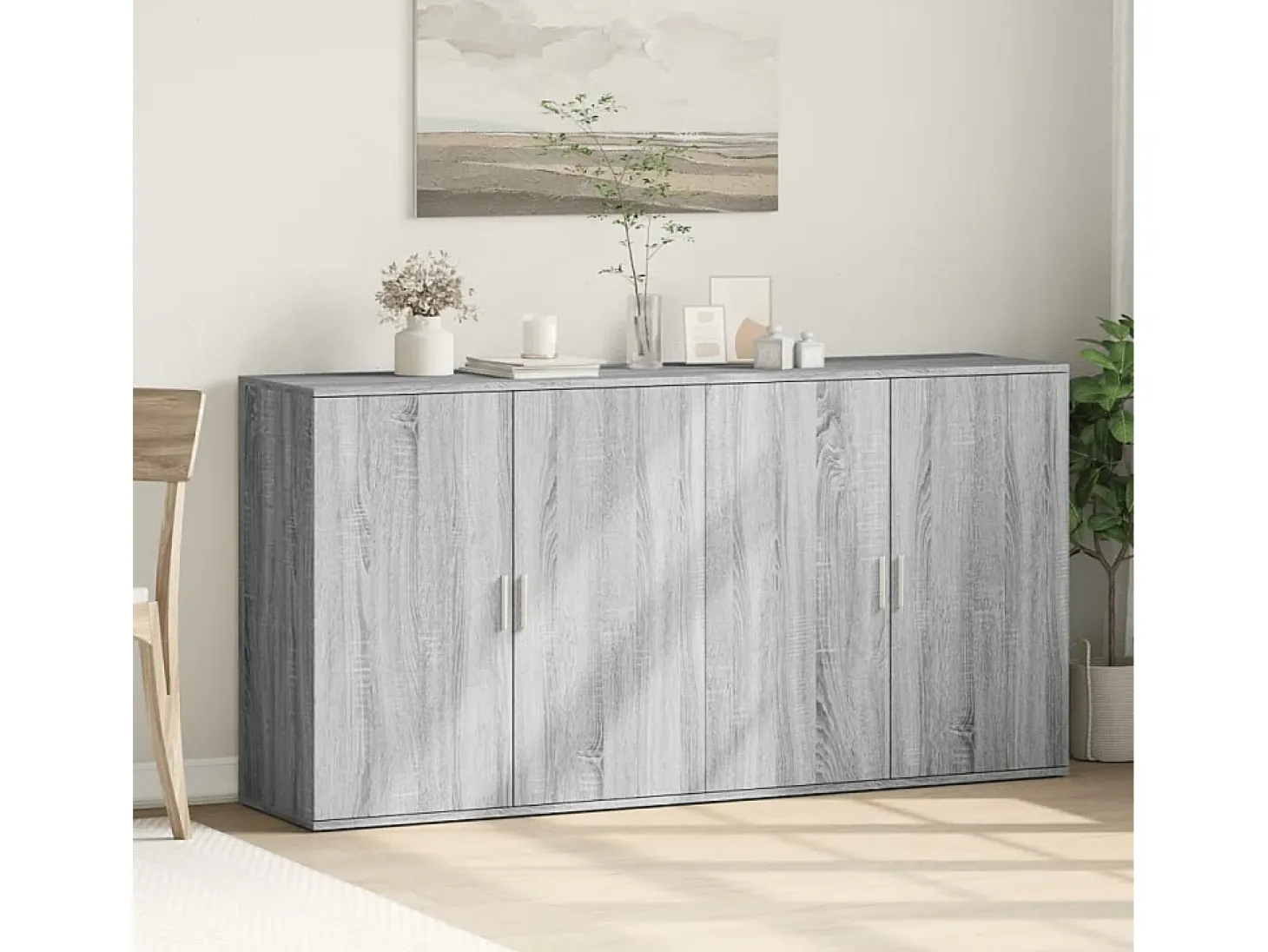 Aparadores 2 uds madera de ingeniería gris Sonoma 79x38x80 cm