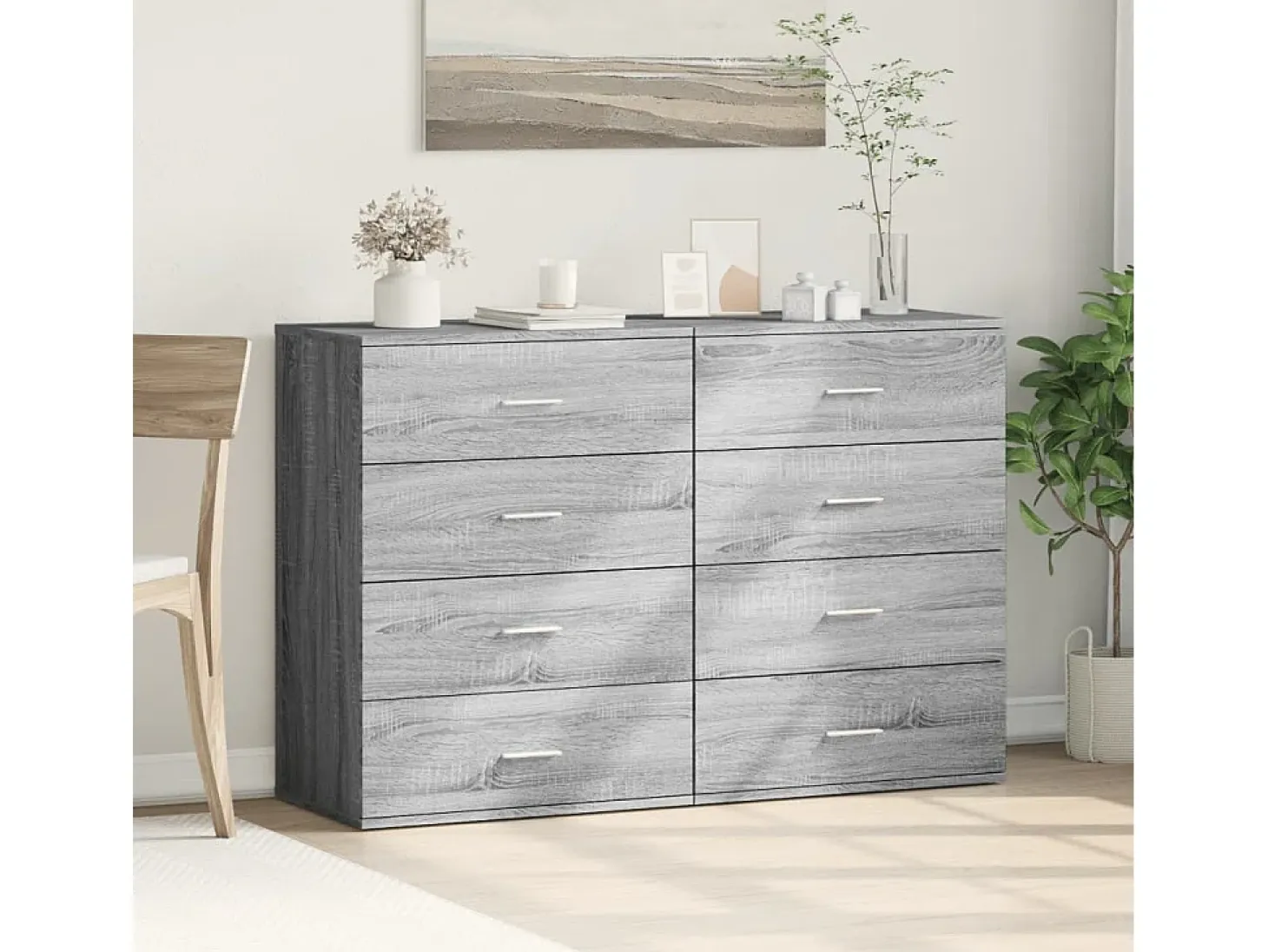 Aparadores 2 uds madera de ingeniería gris Sonoma 60x39x80 cm ES435304