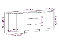 Aparadores 3 uds madera ingeniería roble artisian 60x30x70 cm