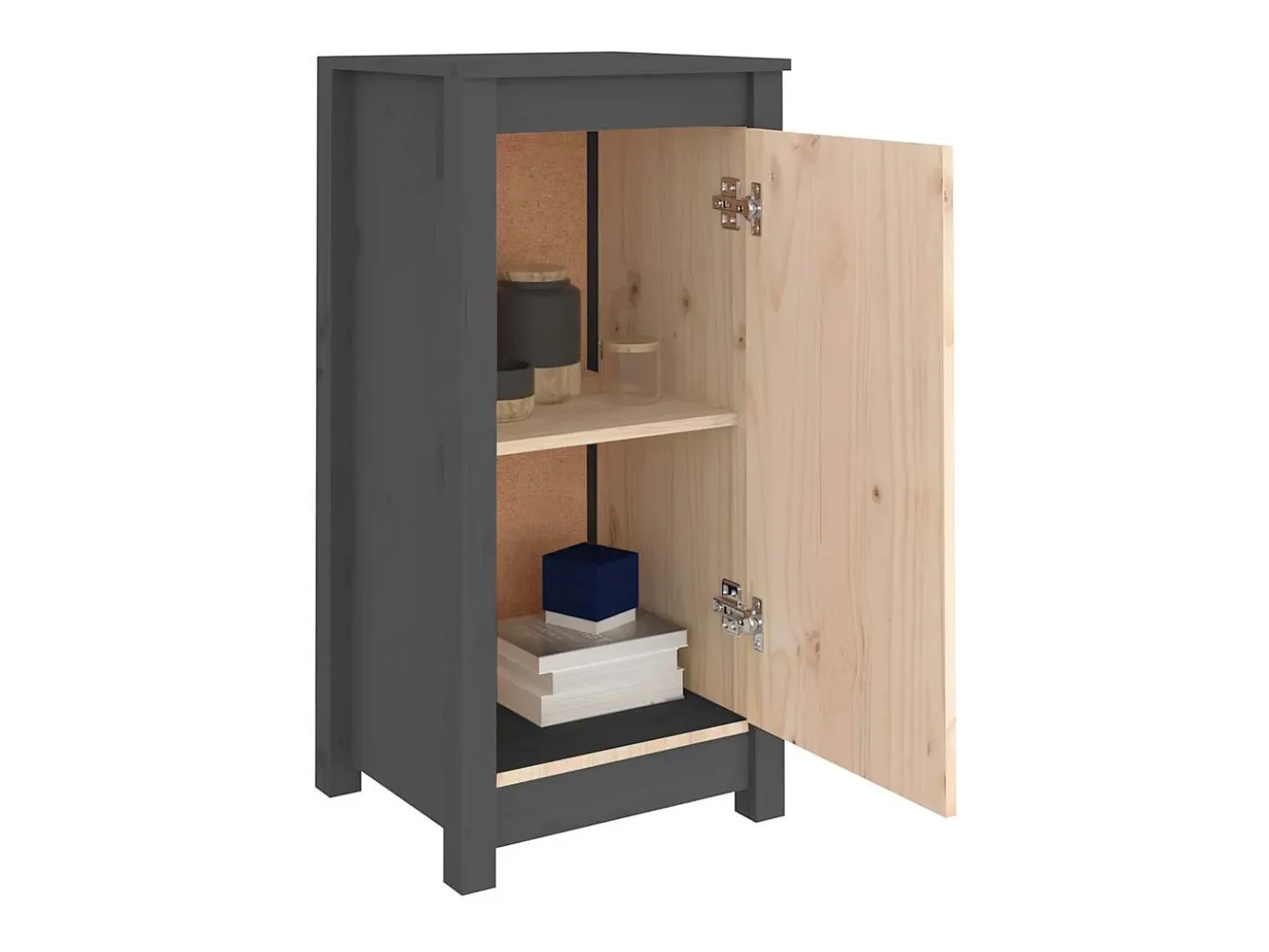 Aparadores 2 uds madera maciza de pino gris 39x35x80 cm