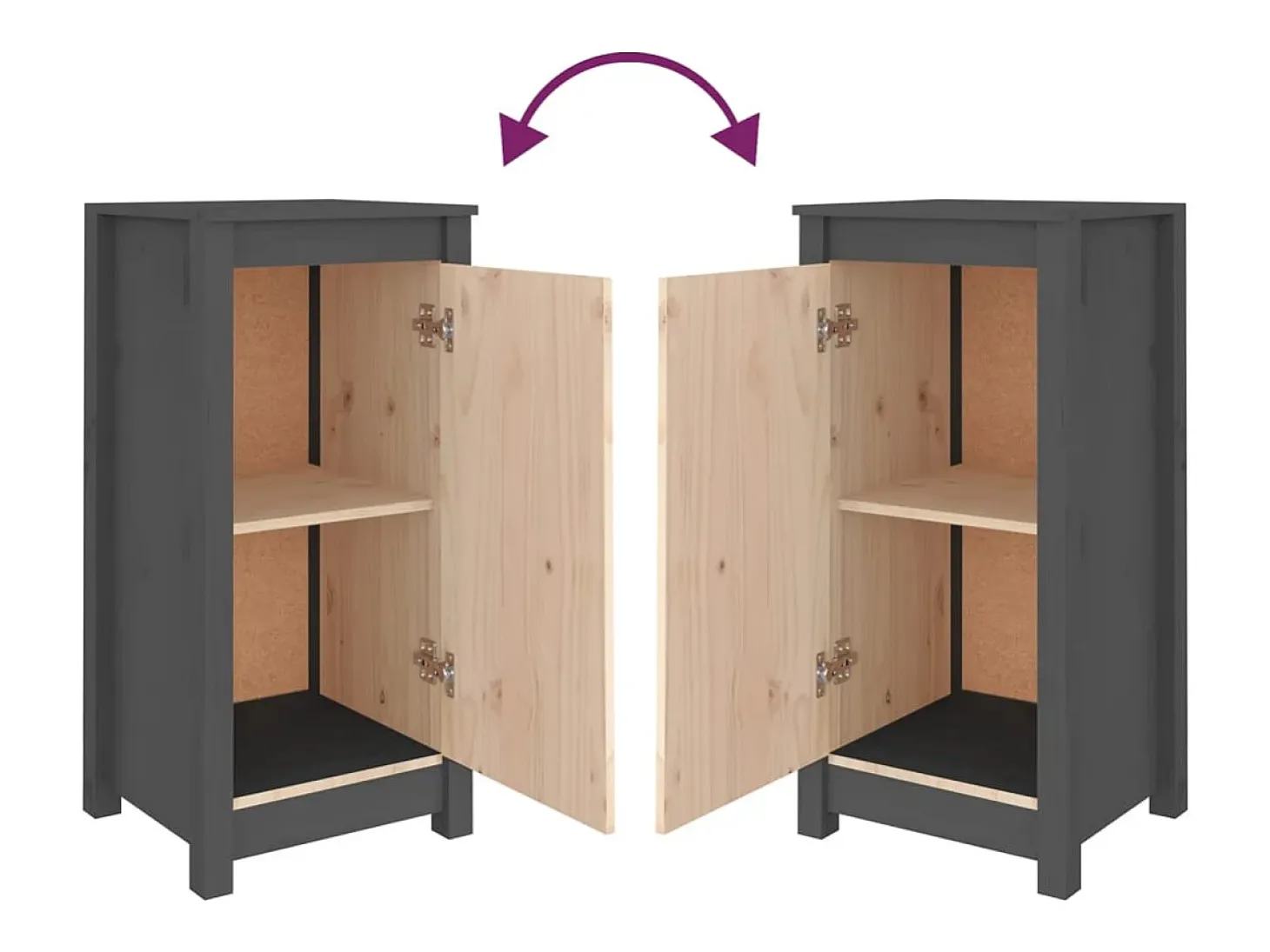Aparadores 2 uds madera maciza de pino gris 39x35x80 cm
