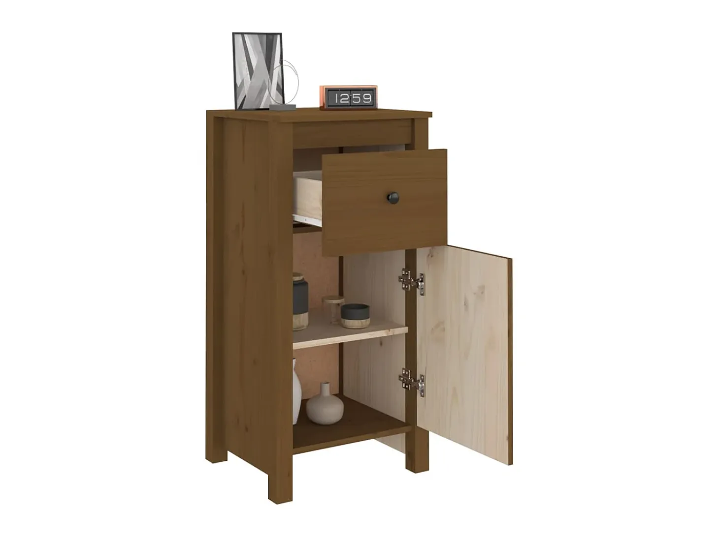 Aparadores 2 uds madera maciza de pino marrón miel 40x35x80 cm ES50292