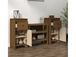 Aparadores 2 uds madera maciza de pino marrón miel 40x35x80 cm ES50292