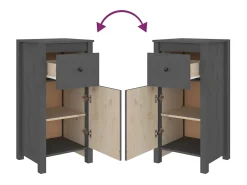 Aparadores 2 uds madera maciza de pino gris 40x35x80 cm
