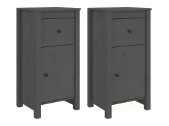 Aparadores 2 uds madera maciza de pino gris 40x35x80 cm