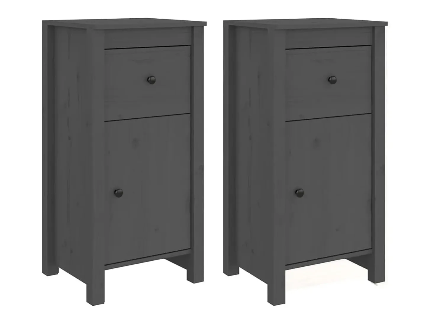Aparadores 2 uds madera maciza de pino gris 40x35x80 cm