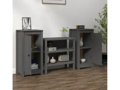 Aparadores 2 uds madera maciza de pino gris 40x35x80 cm ES17361