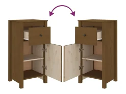 Aparadores 2 uds Marrón miel 40x35x80 cm Madera maciza de pino