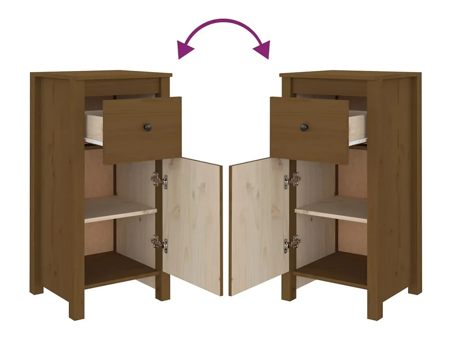 Aparadores 2 uds Marrón miel 40x35x80 cm Madera maciza de pino