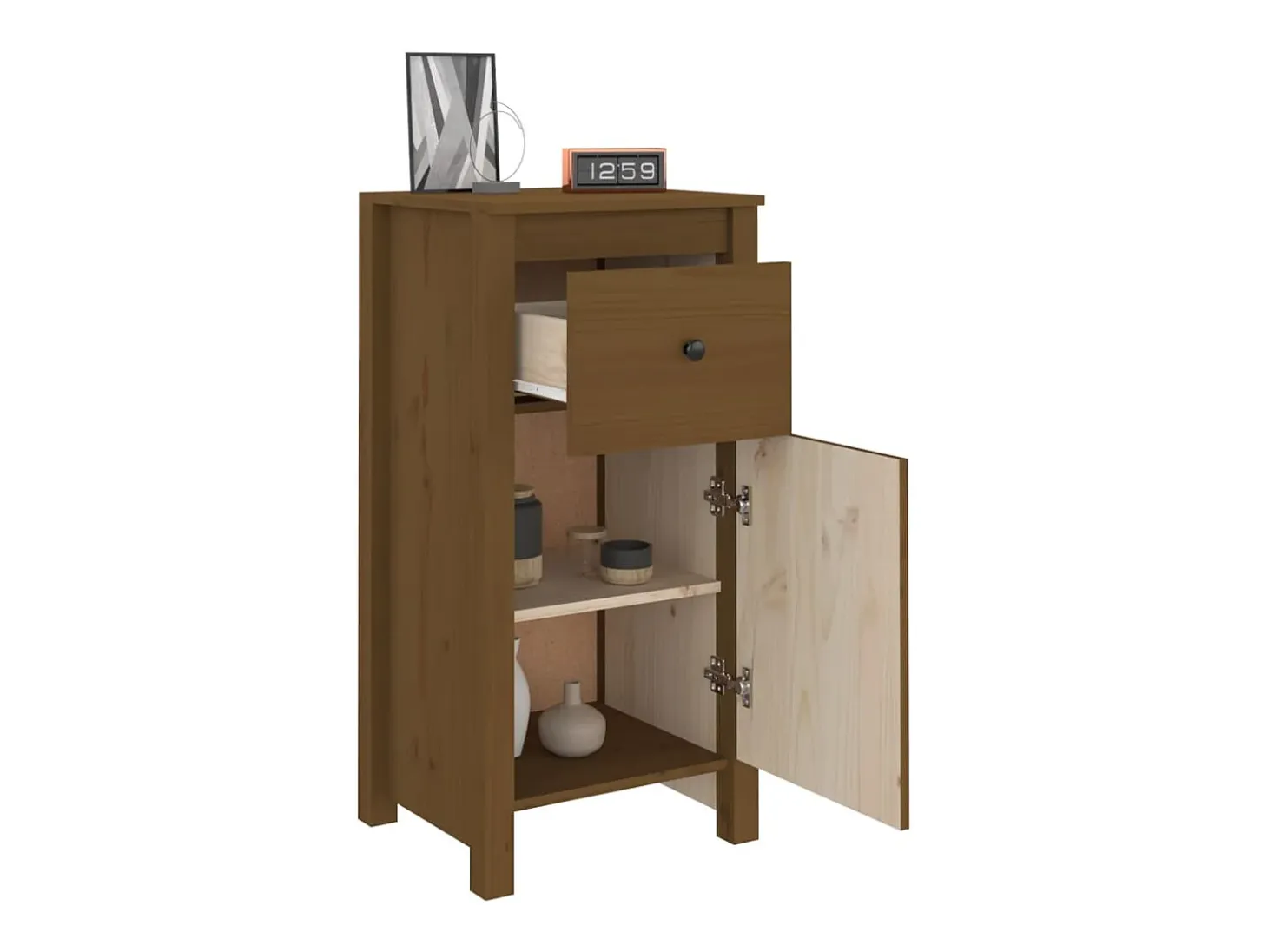 Aparadores 2 uds Marrón miel 40x35x80 cm Madera maciza de pino