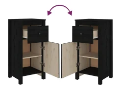 Aparadores 2 uds Negro 40x35x80 cm Madera maciza de pino