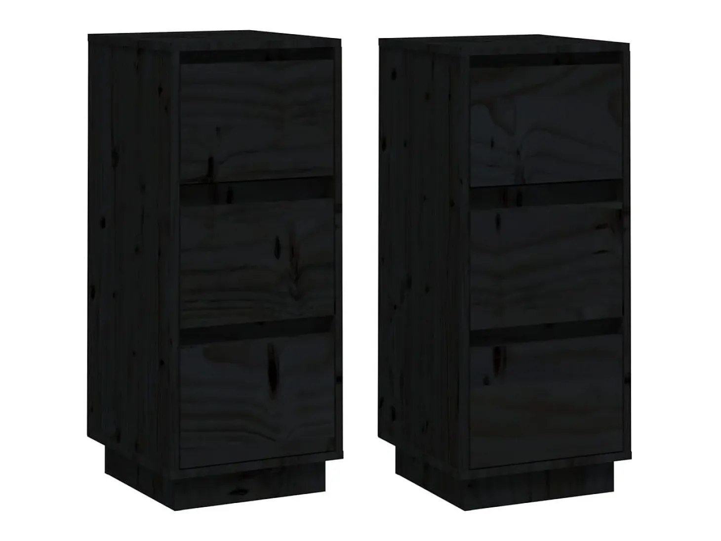 Aparadores 2 uds Negro 32x34x75 cm Madera maciza de pino