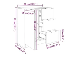 Aparadores 2 uds Roble ahumado 60x30x70 cm Madera de ingeniería