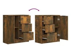 Aparadores 2 uds Roble ahumado 60x30x70 cm Madera de ingeniería
