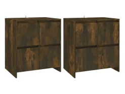 Aparadores 2 uds Roble ahumado 70x41x75 cm Madera de ingeniería
