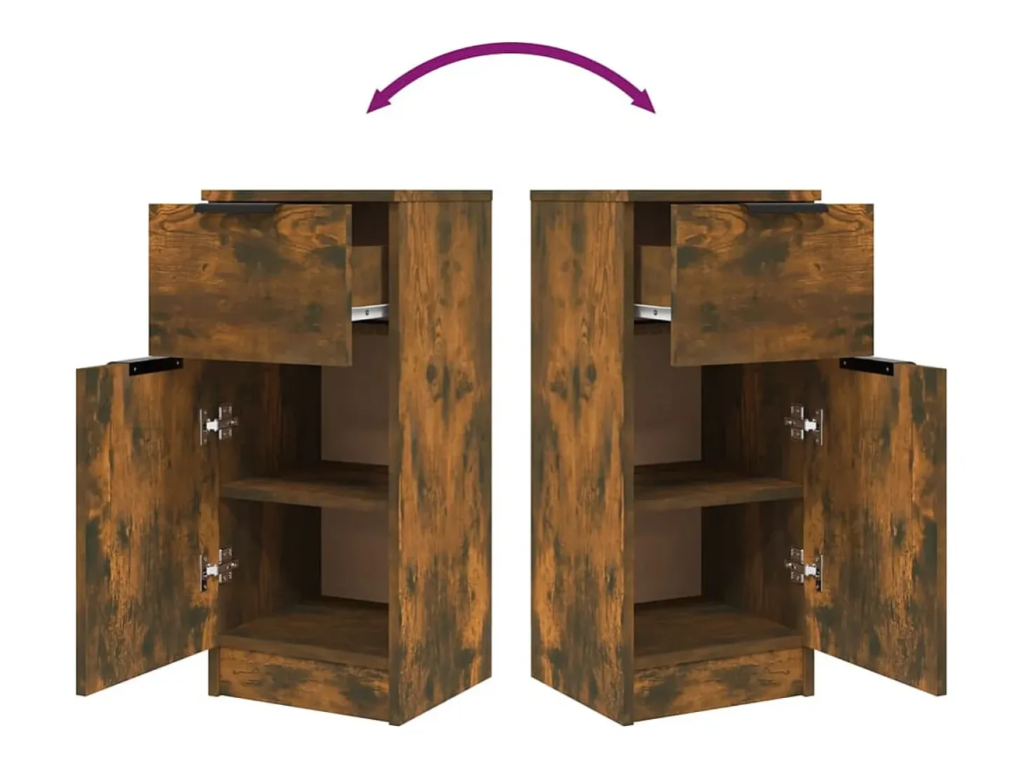 Aparadores 2 uds Roble ahumado 30x30x70 cm Madera de ingeniería