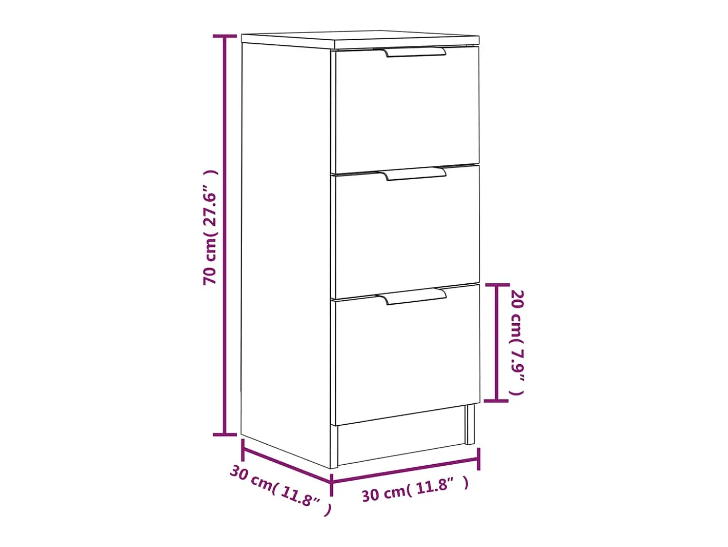 Aparadores 2 unidades madera contrachapada roble Sonoma 30x30x70 cm