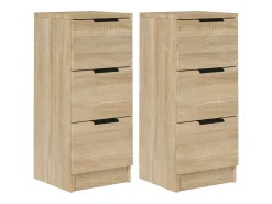 Aparadores 2 unidades madera contrachapada roble Sonoma 30x30x70 cm