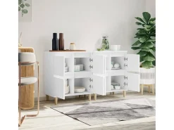 Aparadores 2 unidades madera contrachapada blanco 60x35x70 cm