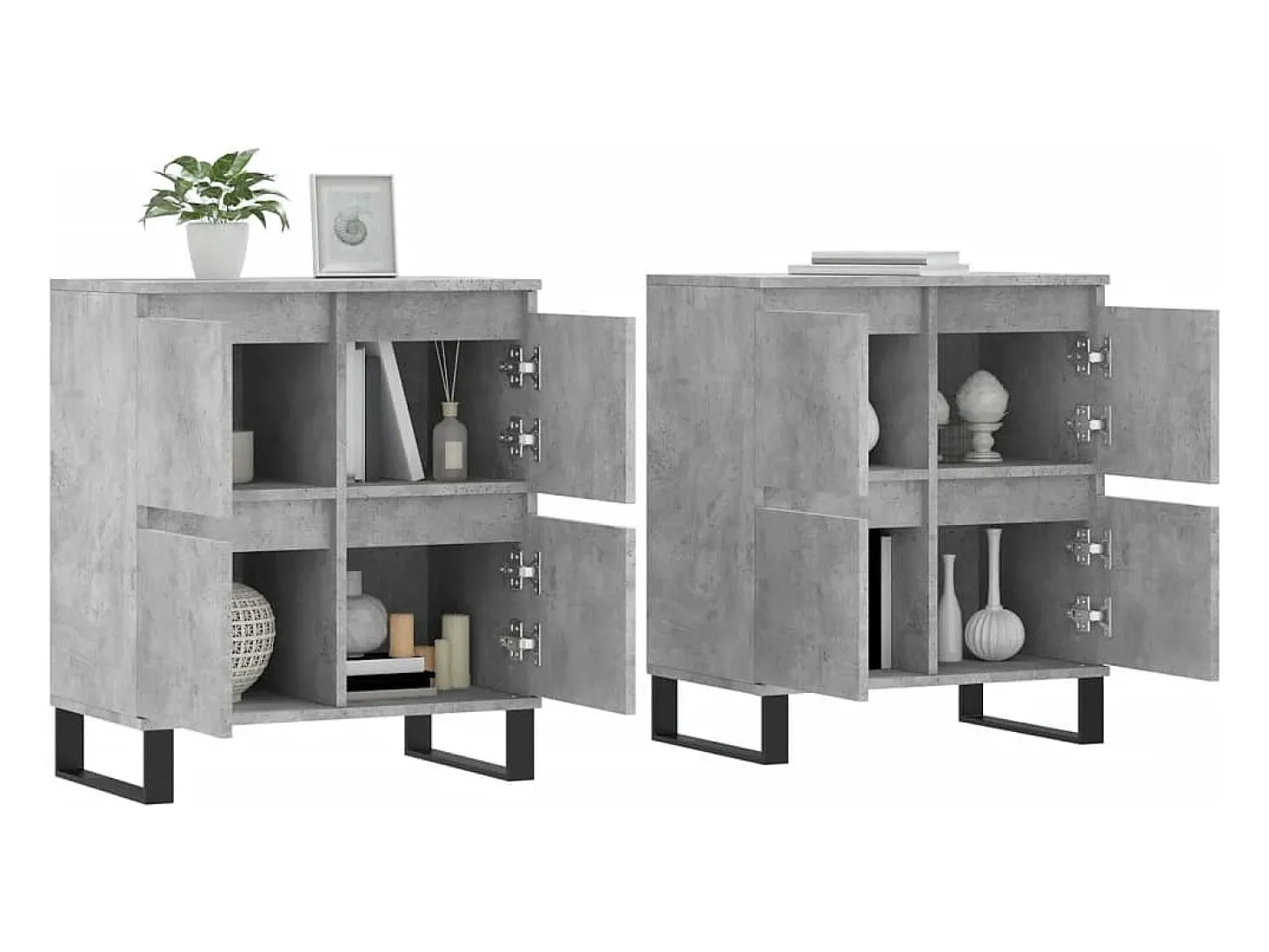 Aparadores 2 unidades madera contrachapada gris hormigón