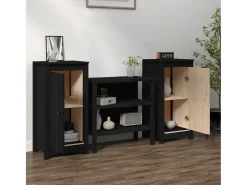 Aparadores 2 unidades madera maciza de pino negro 40x35x80 cm