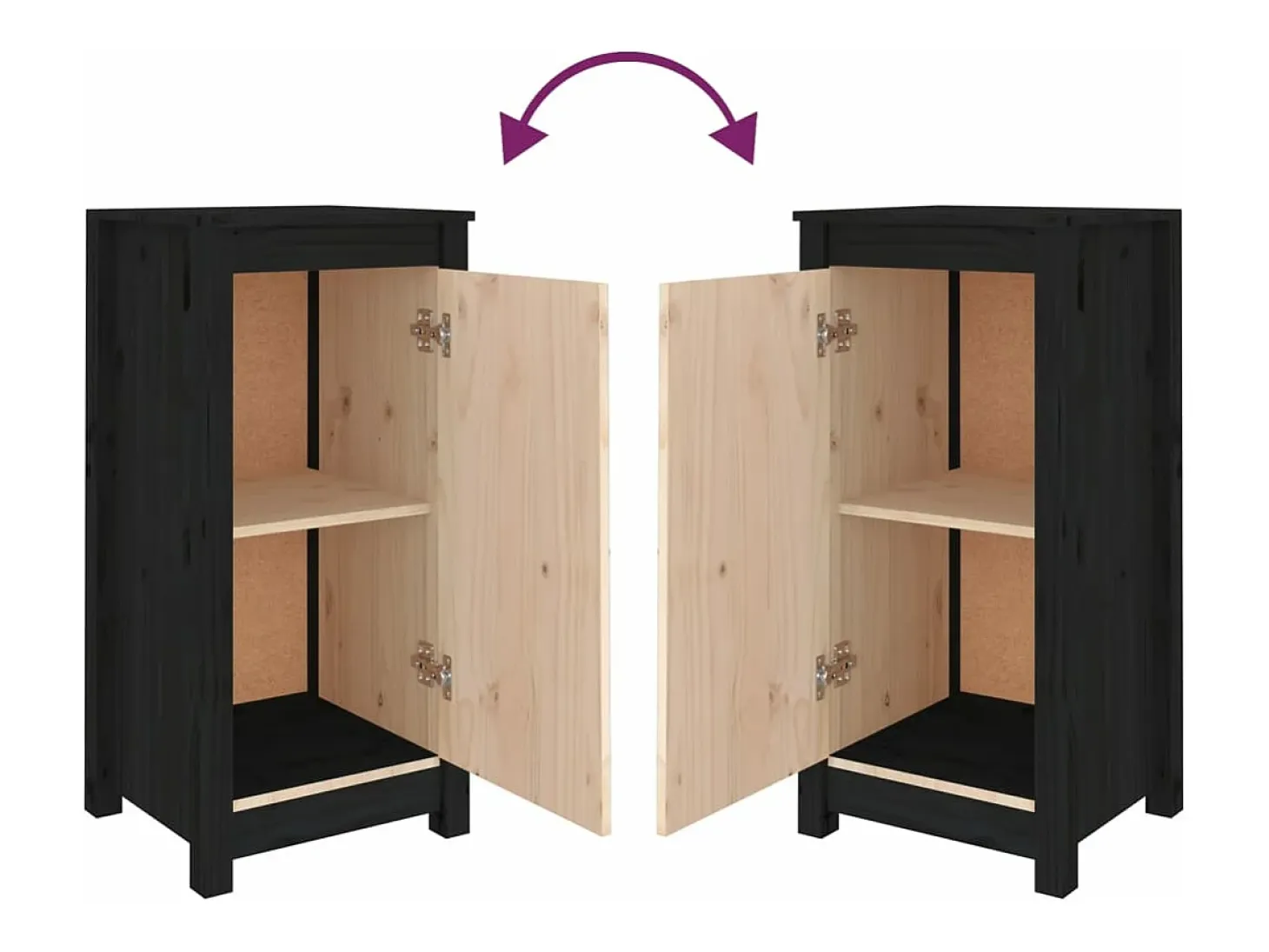 Aparadores 2 unidades madera maciza de pino negro 40x35x80 cm
