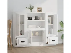 Aparadores altos 3 piezas madera contrachapada blanco