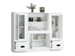 Aparadores altos 3 piezas madera contrachapada blanco