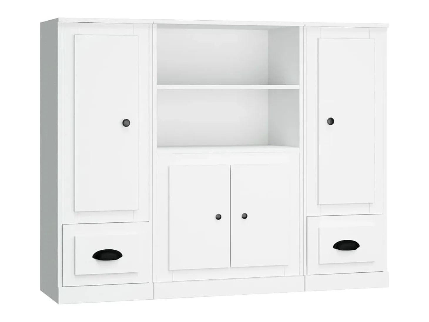 Aparadores altos 3 piezas madera contrachapada blanco