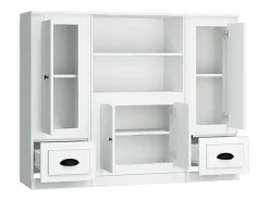 Aparadores altos 3 piezas madera contrachapada blanco