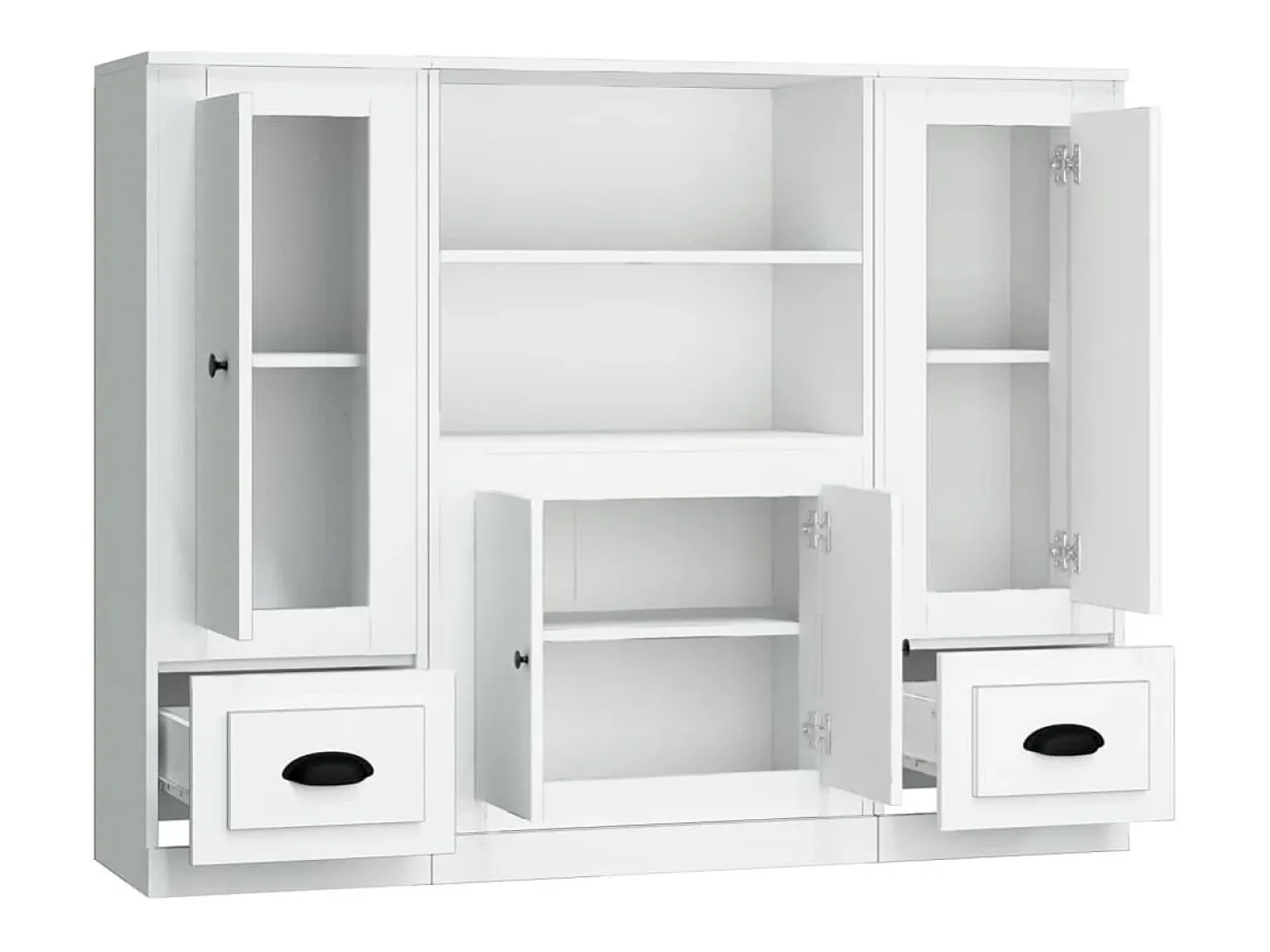 Aparadores altos 3 piezas madera contrachapada blanco