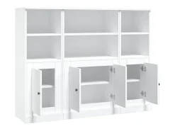 Aparadores altos 3 piezas madera contrachapada blanco