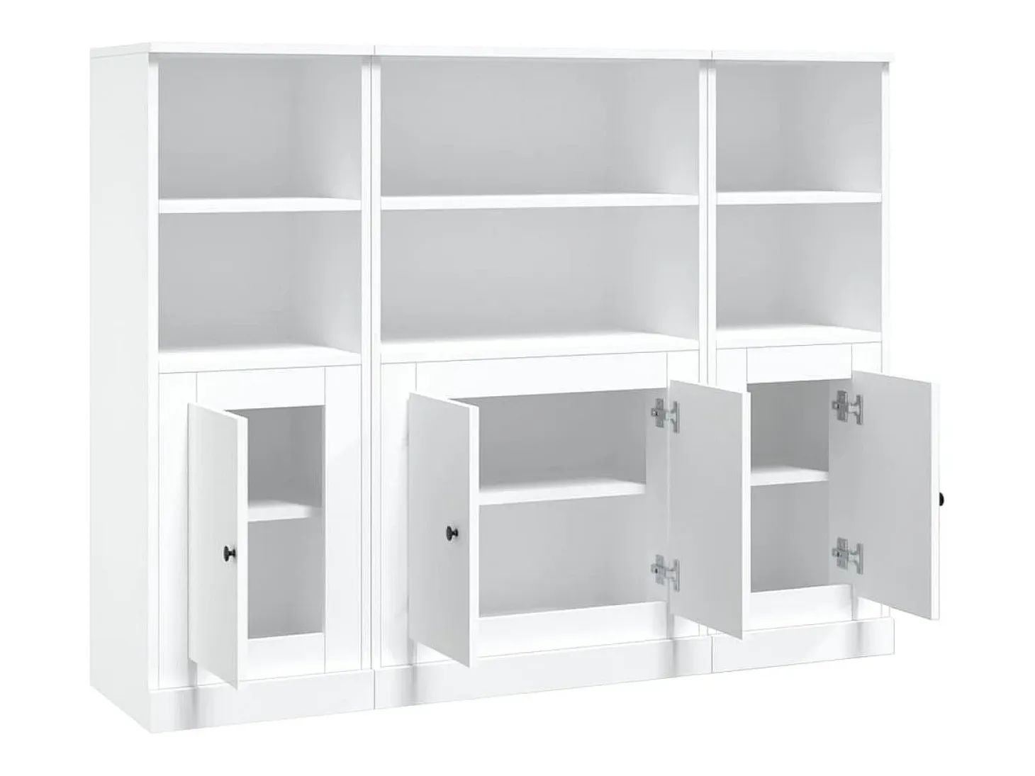 Aparadores altos 3 piezas madera contrachapada blanco