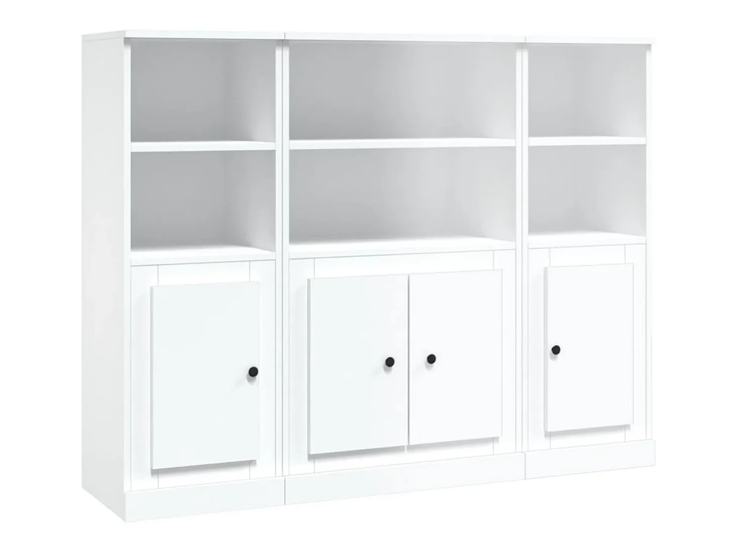 Aparadores altos 3 piezas madera contrachapada blanco