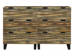 Aparadores con cajón con almacenaje 2 piezas Marrón Medio Madera maciza de mango